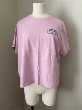 Quiksilver Light Pink Cropped Logo Tee Sz XL